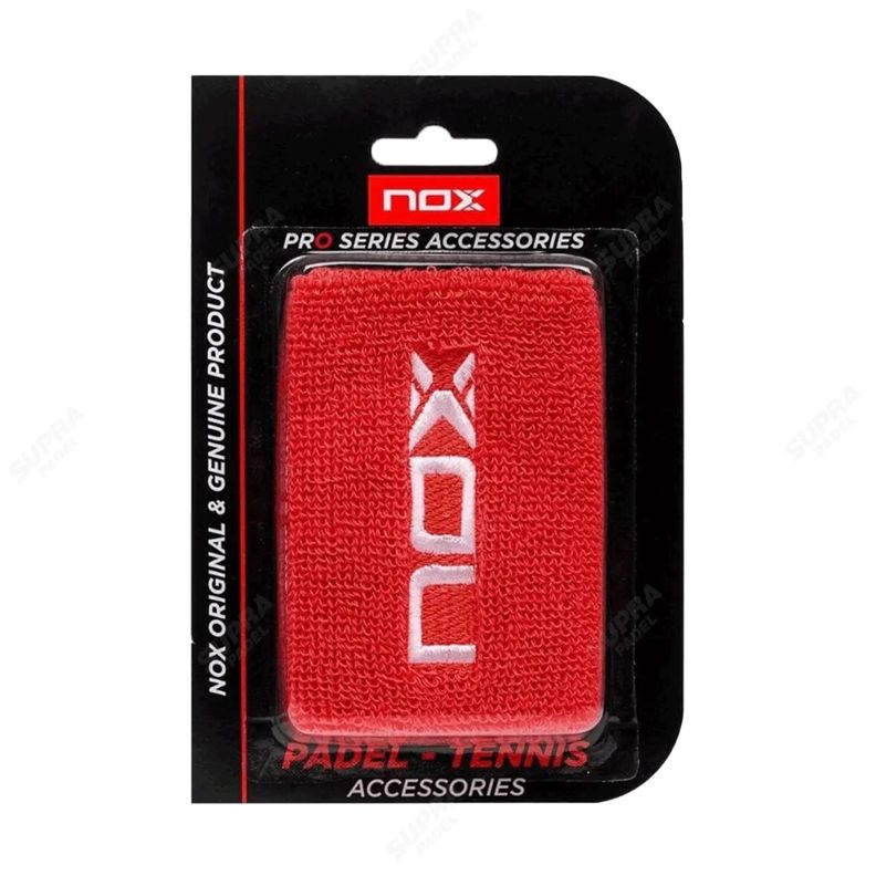 Muñequera Nox Roja Logo Blanco X2 Tenis/Padel-1