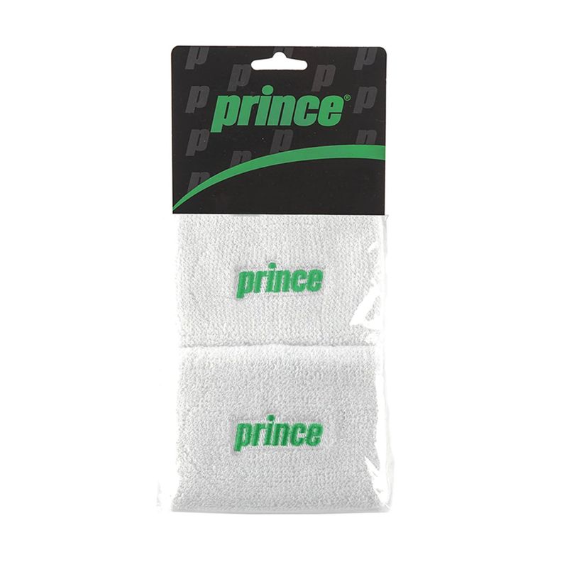 Muñequera Prince Logo Blanca/Verde X2 Tenis Padel-0