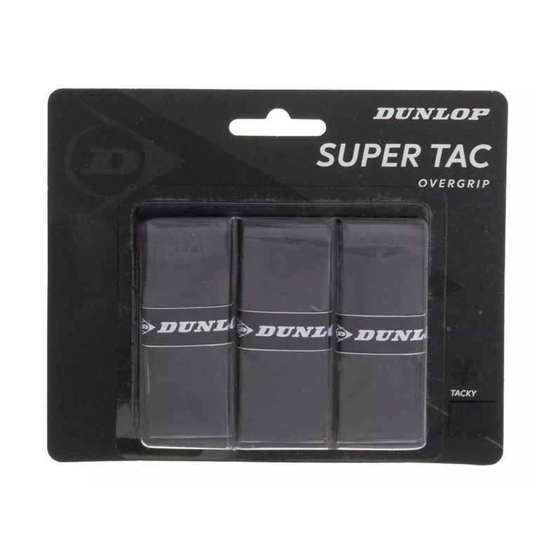Overgrip Dunlop Super Tac Negro X3 Tenis Padel-0