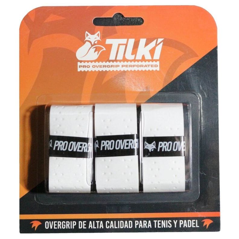 Overgrip Tilki Pro Perforated Blanco X3 Tenis Padel-0