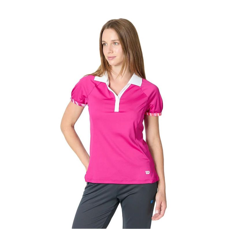 Polera Wilson Mujer Polo Rosada Tenis Padel-0