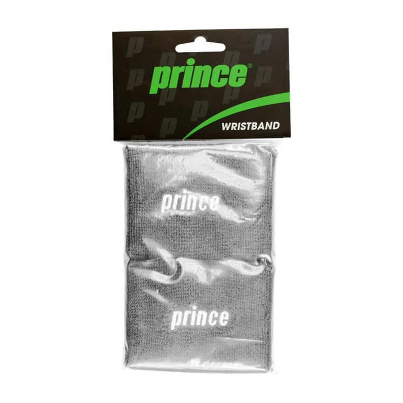 Muñequera Prince Logo Gris Blanca X2 Tenis Padel-0