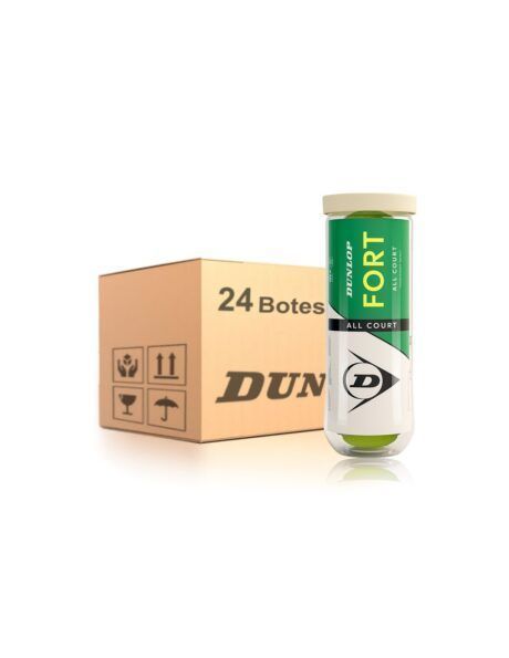 Caja de Pelotas de Tenis Dunlop Fort All Court X3 - 24 Tarros Amarillo