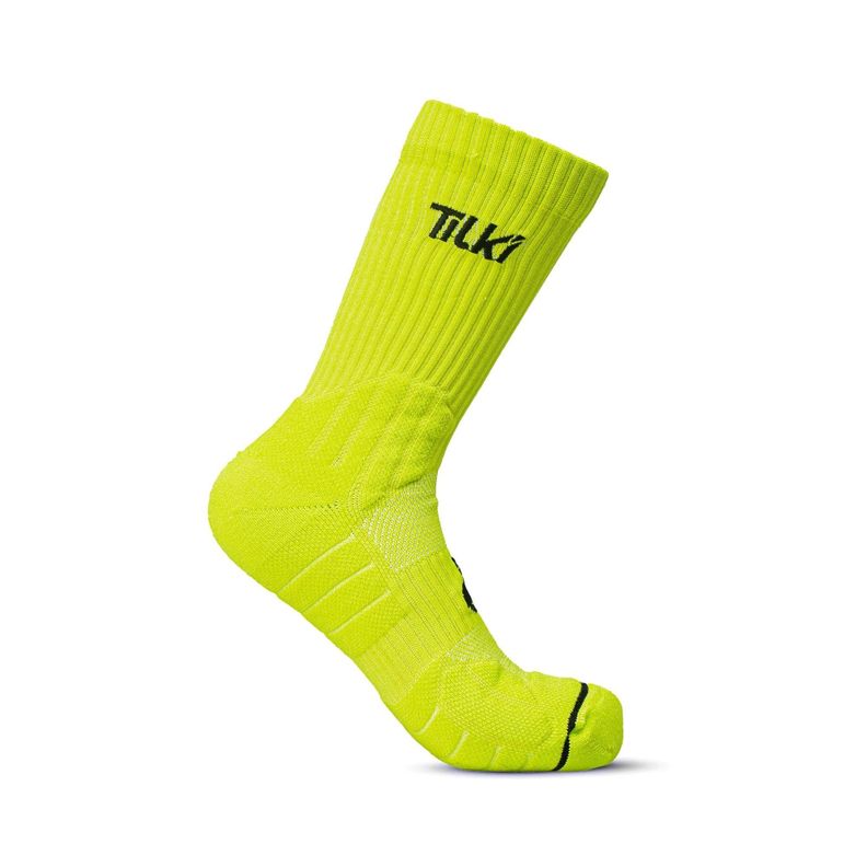 Calcetín Tilki Crew D2 Lehinde Amarillo Fluor Tenis Padel-0