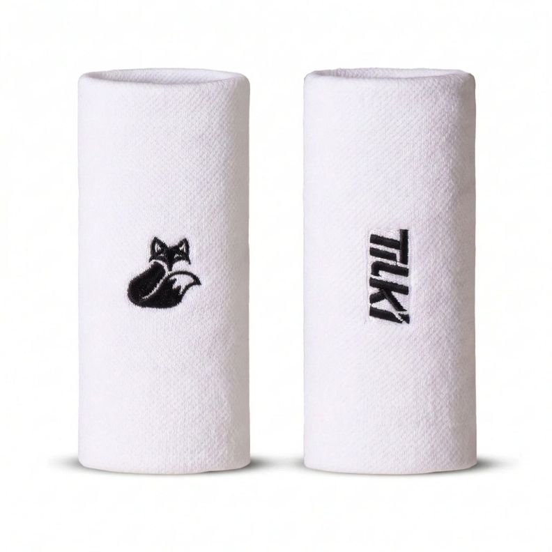 Munequera Tilki Larga XL Terry Blanca X2 Tenis Padel
