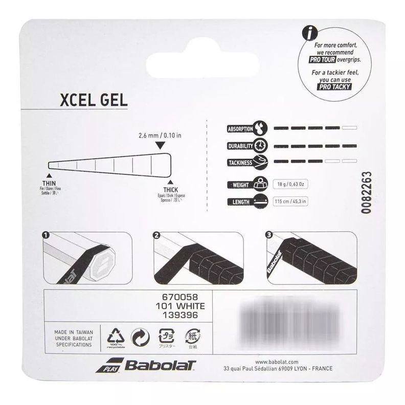 Grip Babolat Xcel Gel Comfort Blanco Tenis Padel-2