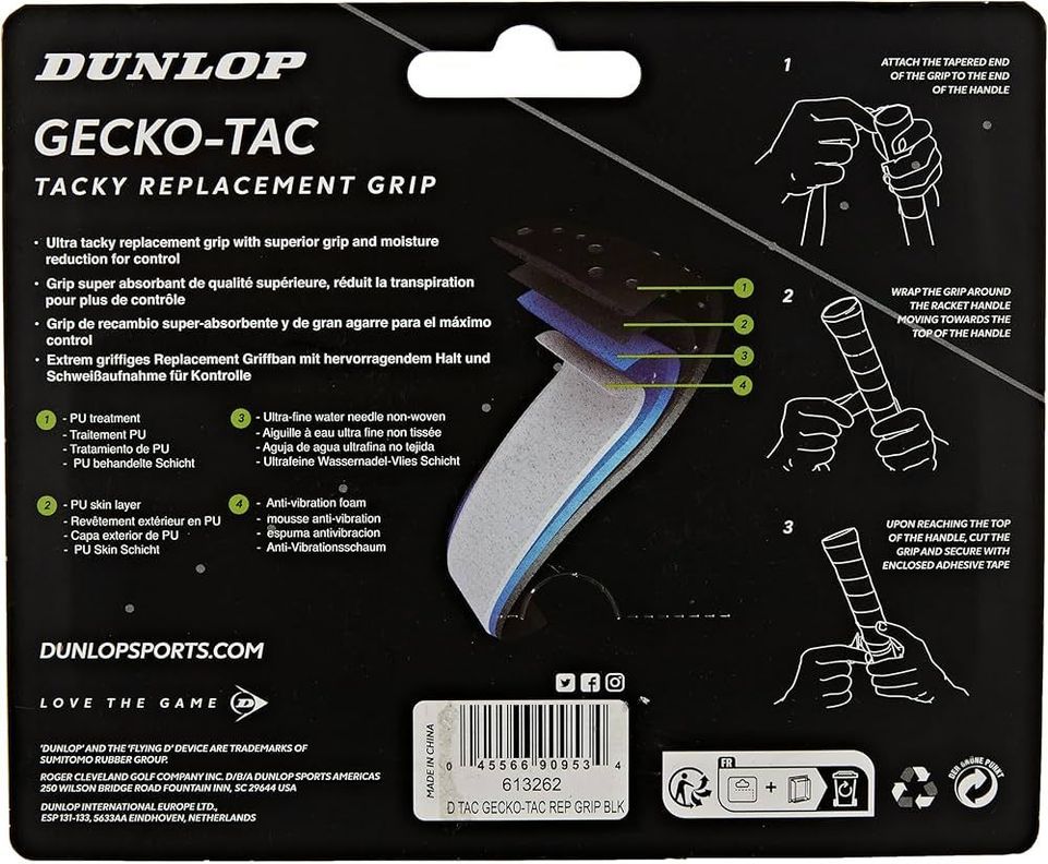 Grip Dunlop Gecko Tac Negro Tenis Padel-1