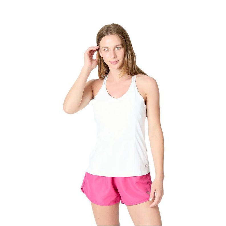 Polera Wilson Mujer Team Tank Blanca Tenis Padel-0