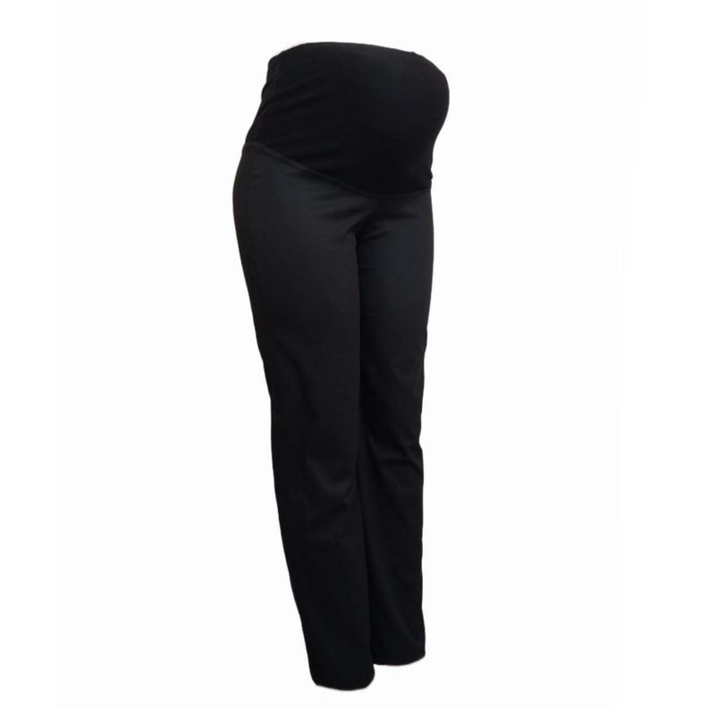 Pantalón Maternal DMOM, corte recto, pierna ancha, color Negro-1