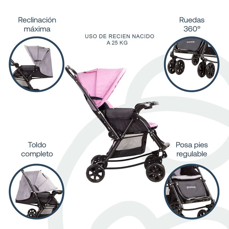Coche Cuna Balancin SX Rosado Bebesit-5