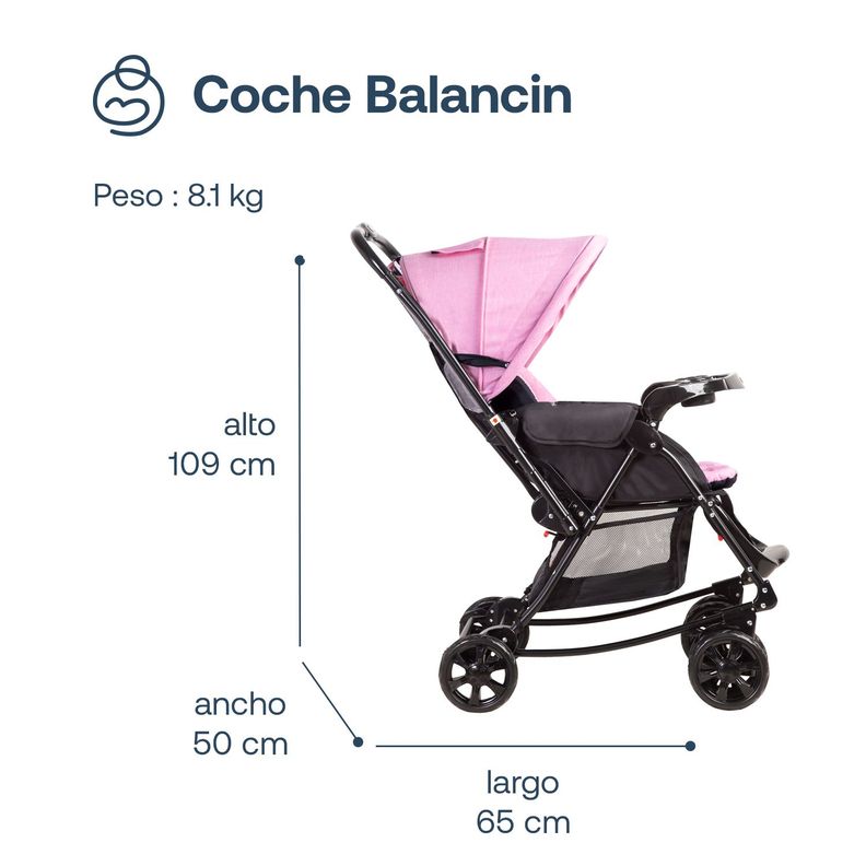 Coche Cuna Balancin SX Rosado Bebesit-6