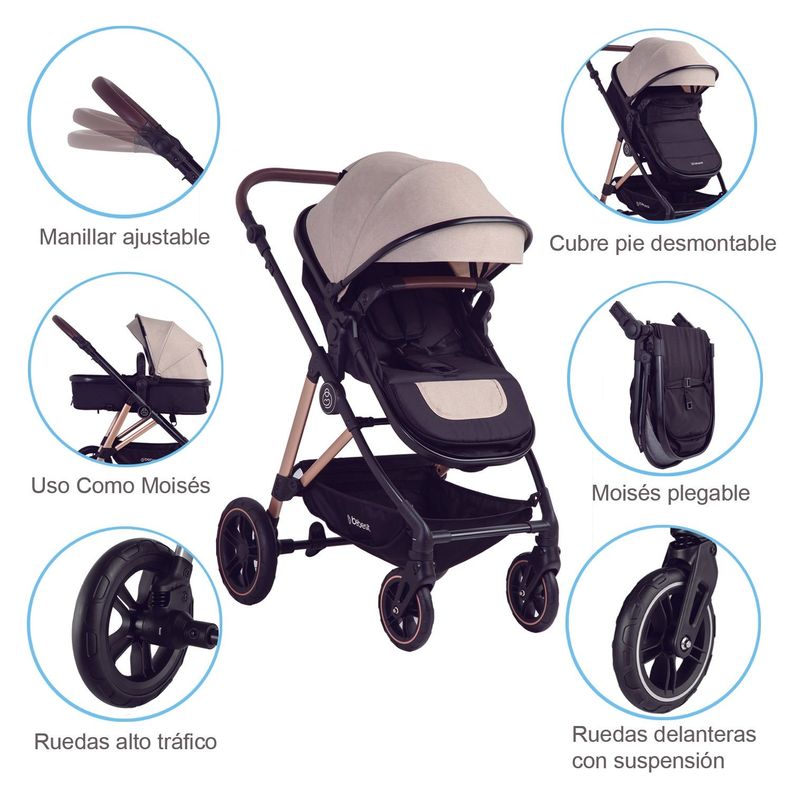 Coche Cuna Travel System Neo Beige Bebesit-5