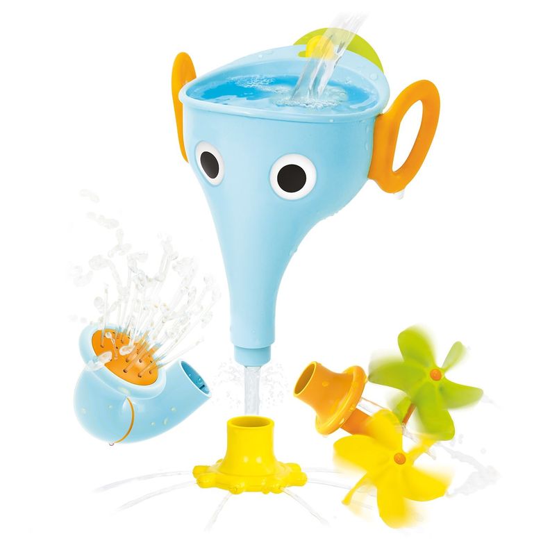 Juego de Baño Elefante Embudo Celeste Infantil Bebé Niño Niña Tina Yookidoo-0