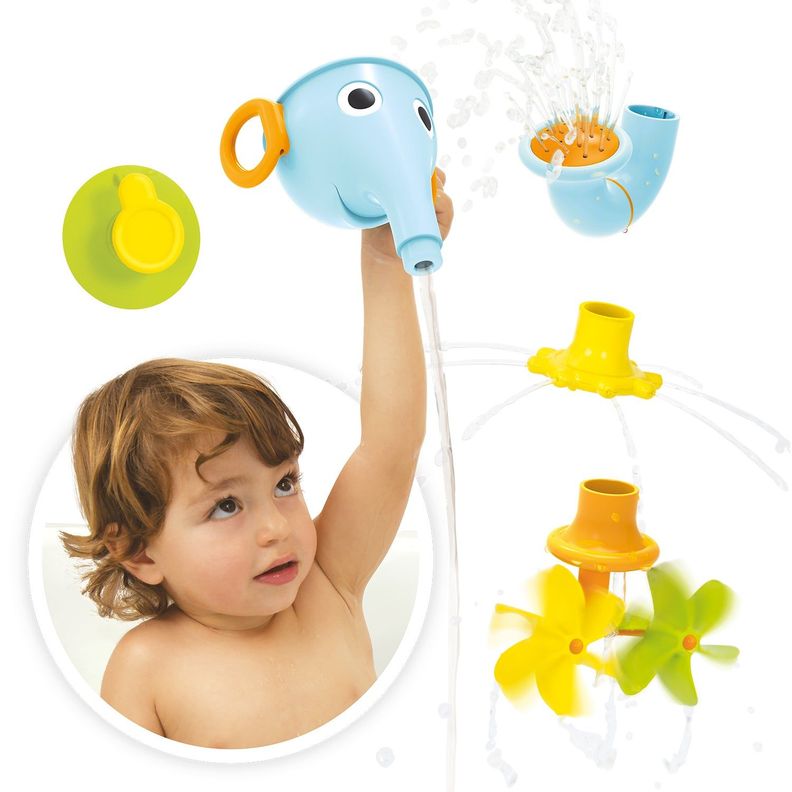 Juego de Baño Elefante Embudo Celeste Infantil Bebé Niño Niña Tina Yookidoo-1
