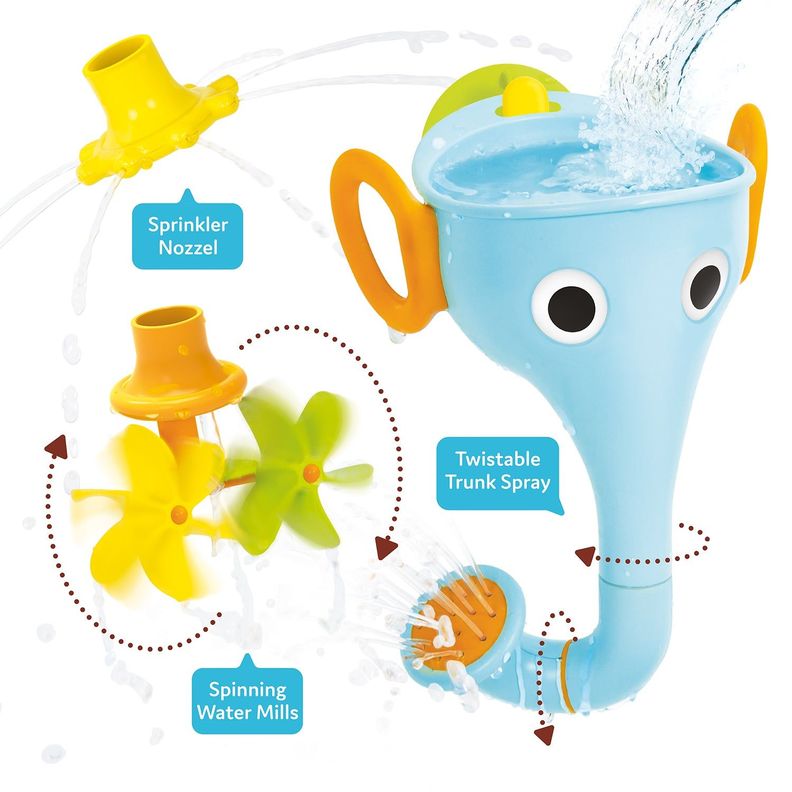 Juego de Baño Elefante Embudo Celeste Infantil Bebé Niño Niña Tina Yookidoo-3