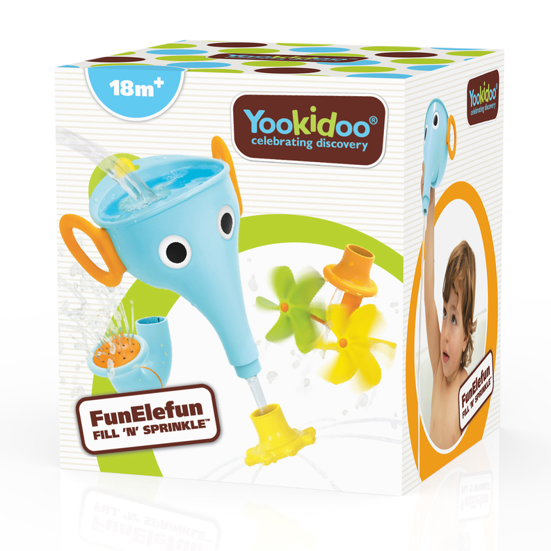 Juego de Baño Elefante Embudo Celeste Infantil Bebé Niño Niña Tina Yookidoo-4