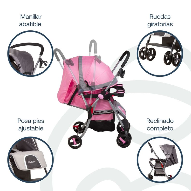 Coche Paseo y Cuna Twister SX Rosa-4