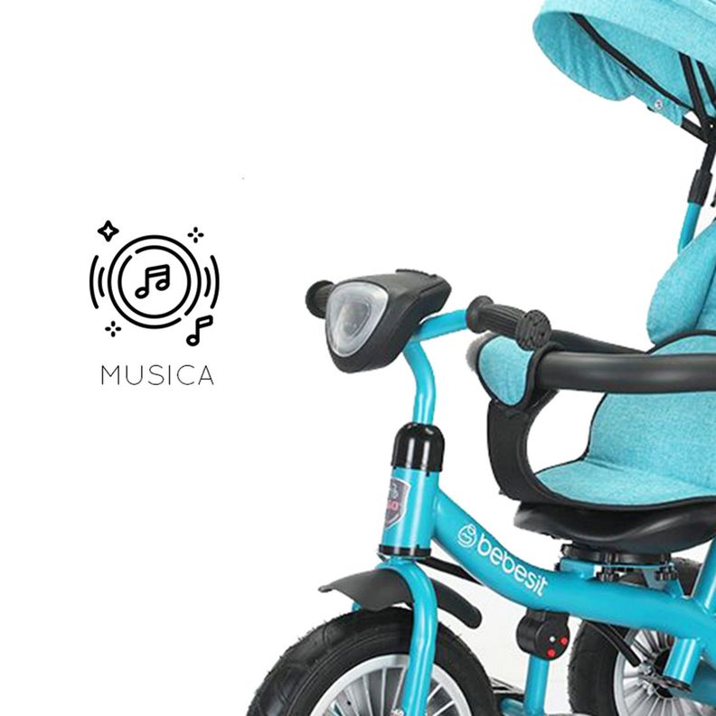 Triciclo Paseo Infantil 360 1326 LX Verde Bebesit-5