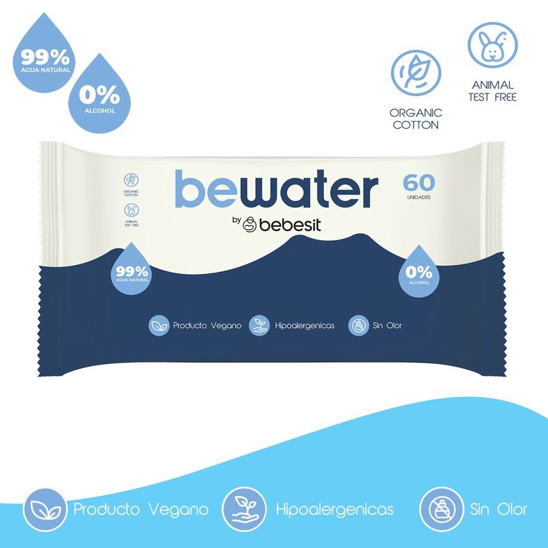 Toallas Húmedas Bewater Bebesit - Bolsa 4x60 Unidades-4