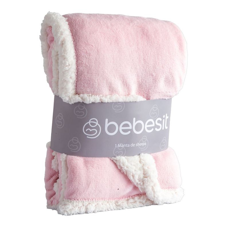 Manta Sherpa  Bebe Hipoalergénica 91*127 cm Rosa Bebesit-0