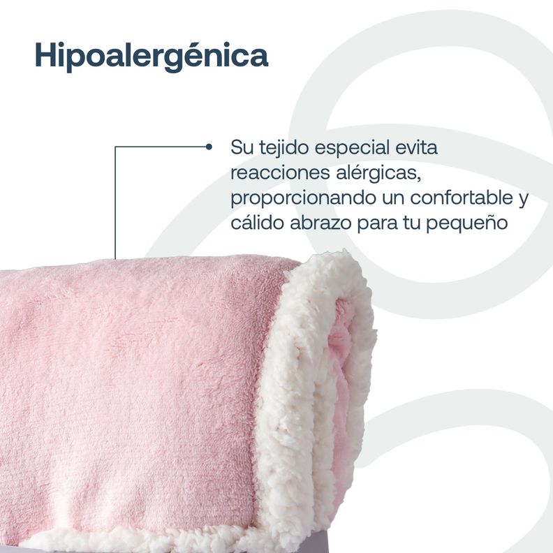 Manta Sherpa  Bebe Hipoalergénica 91*127 cm Rosa Bebesit-2