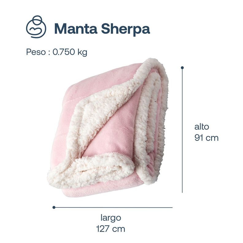 Manta Sherpa  Bebe Hipoalergénica 91*127 cm Rosa Bebesit-6
