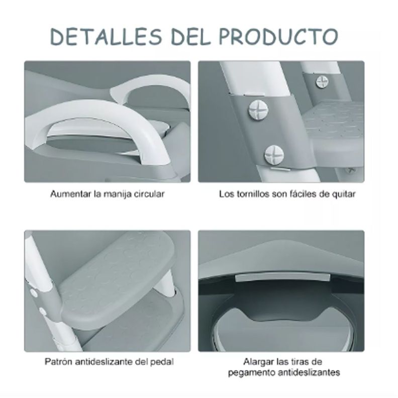 Asiento reductor con Escalera para baño entranamiento Bebe-3