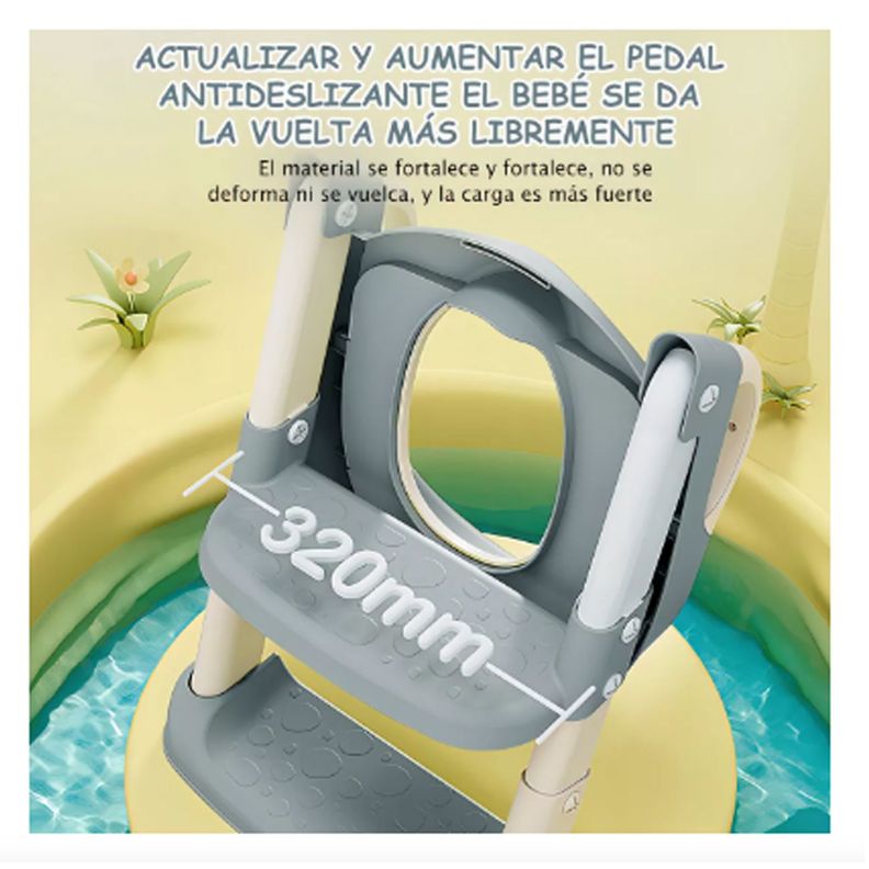 Asiento reductor con Escalera para baño entranamiento Bebe-5