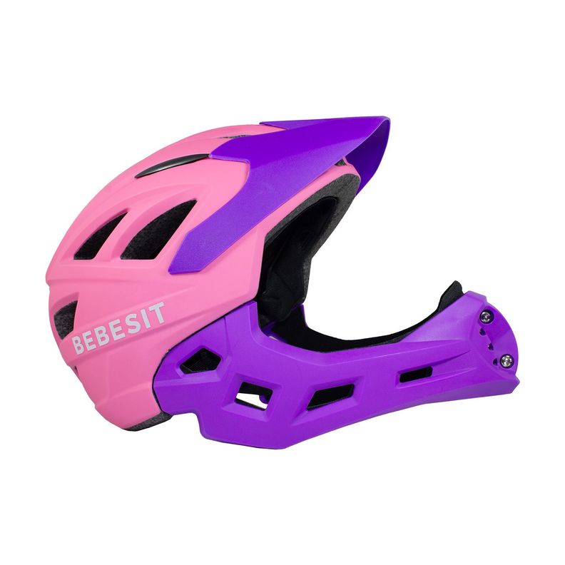 Casco Integral Moto Cross Bicicleta Rejilla Desmontable Rosado Morado-1