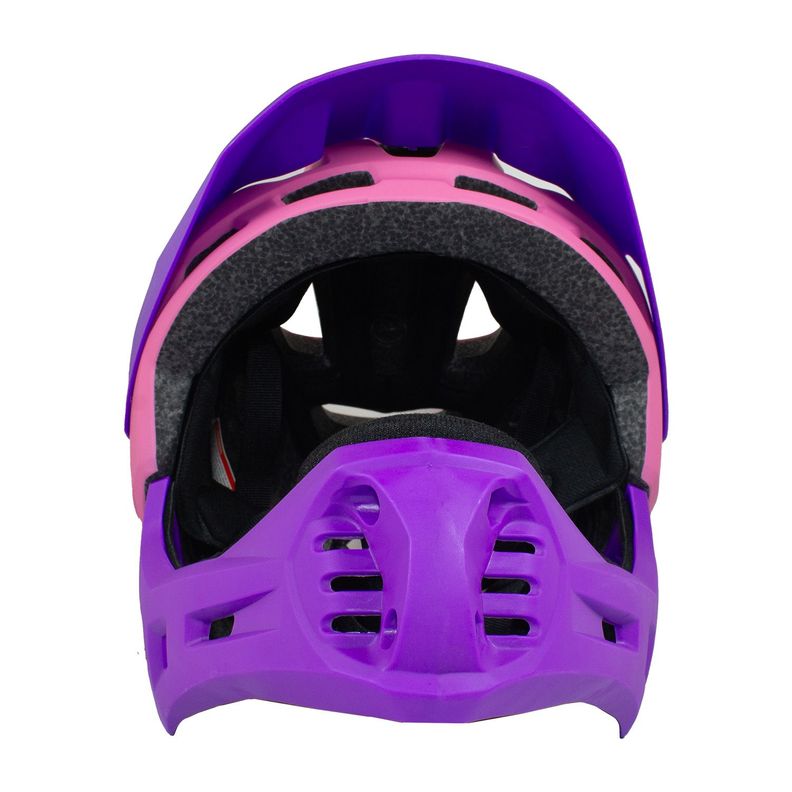 Casco Integral Moto Cross Bicicleta Rejilla Desmontable Rosado Morado-2