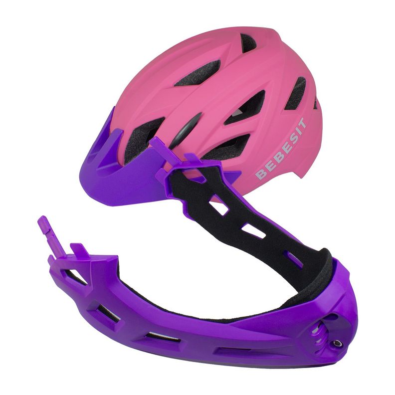 Casco Integral Moto Cross Bicicleta Rejilla Desmontable Rosado Morado-4