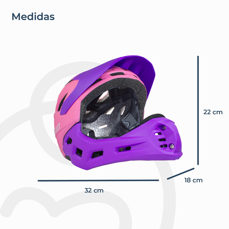 Casco Integral Moto Cross Bicicleta Rejilla Desmontable Rosado Morado-7