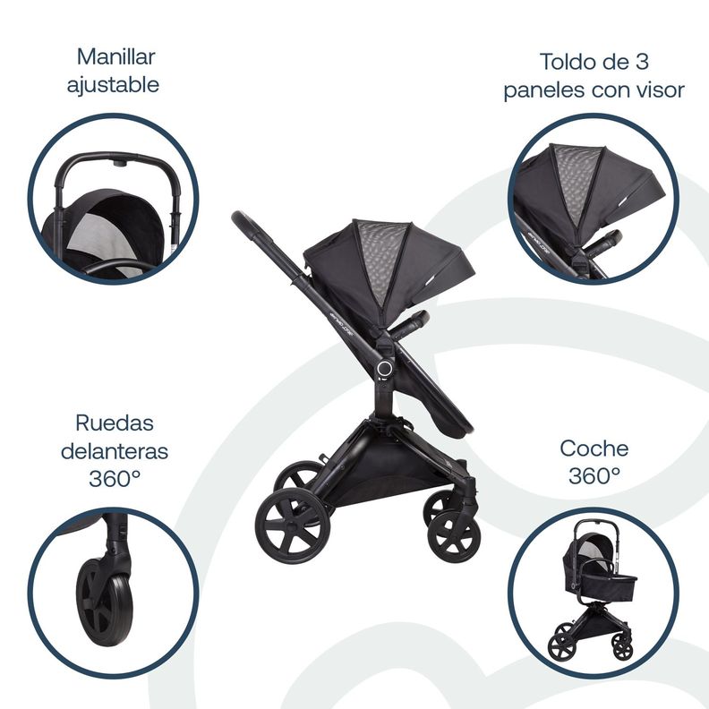 Coche Cuna Travel System Deluxe 360° SX Negro Bebesit-2