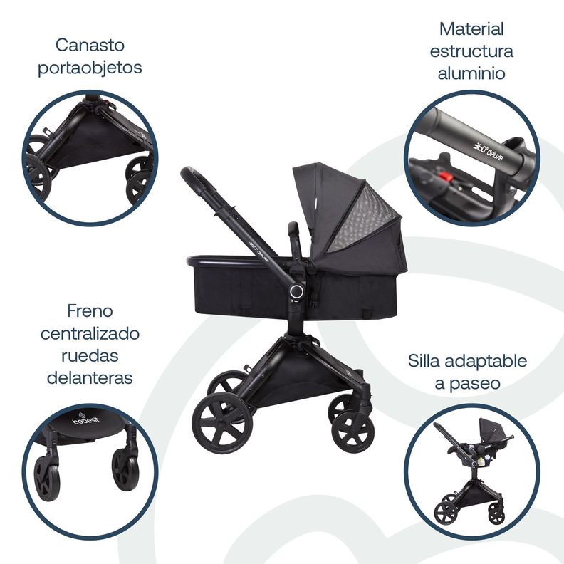 Coche Cuna Travel System Deluxe 360° SX Negro Bebesit-3