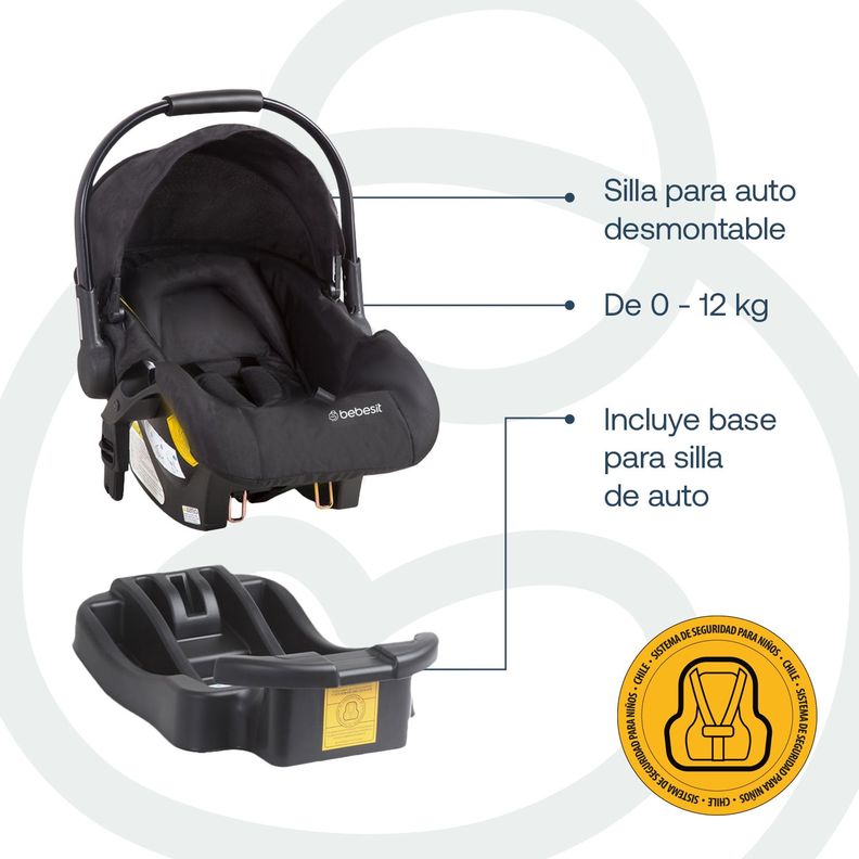 Coche Cuna Travel System Deluxe 360° SX Negro Bebesit-5