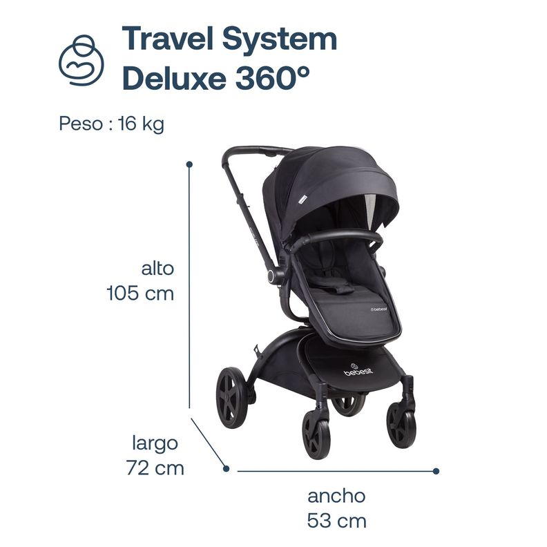 Coche Cuna Travel System Deluxe 360° SX Negro Bebesit-8
