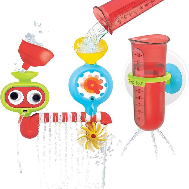 Juego de Bano Laboratorio Infantil Nino Nina Tina Yookidoo Rojo