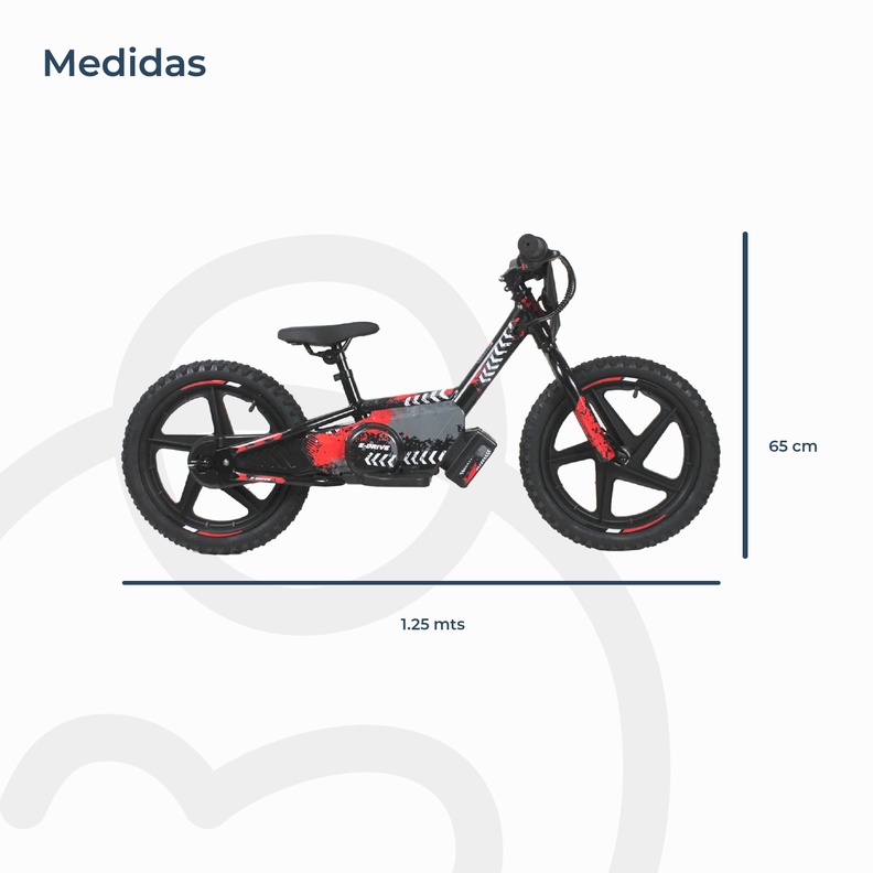 Bicicleta Moto Eléctrica E-Bike BeRide Aro 16 Roja-8