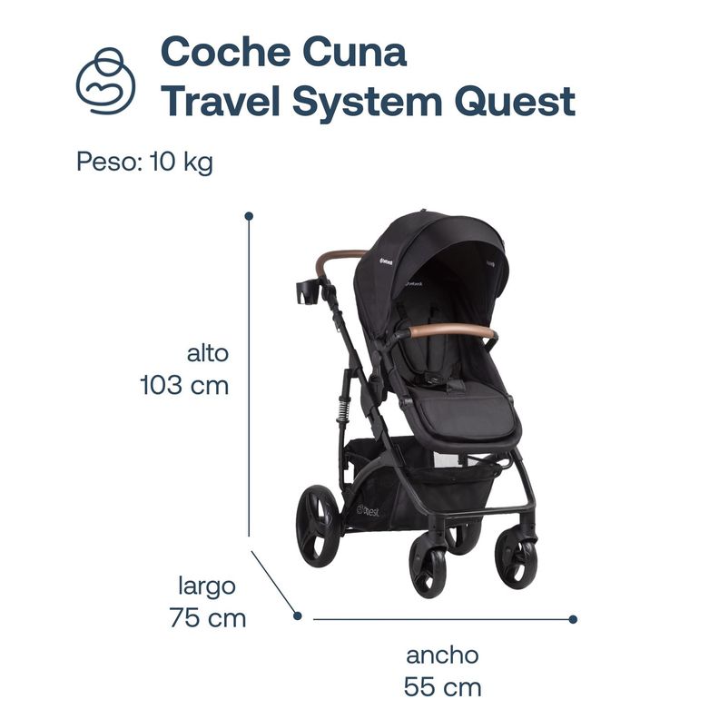 Coche Cuna Travel System Quest LX Negro Bebesit-7