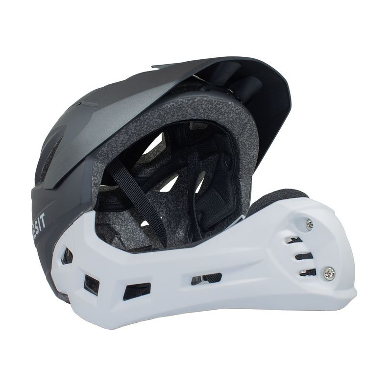 Casco Integral Moto Cross Bicicleta Rejilla Desmontable Blanco Negro-0