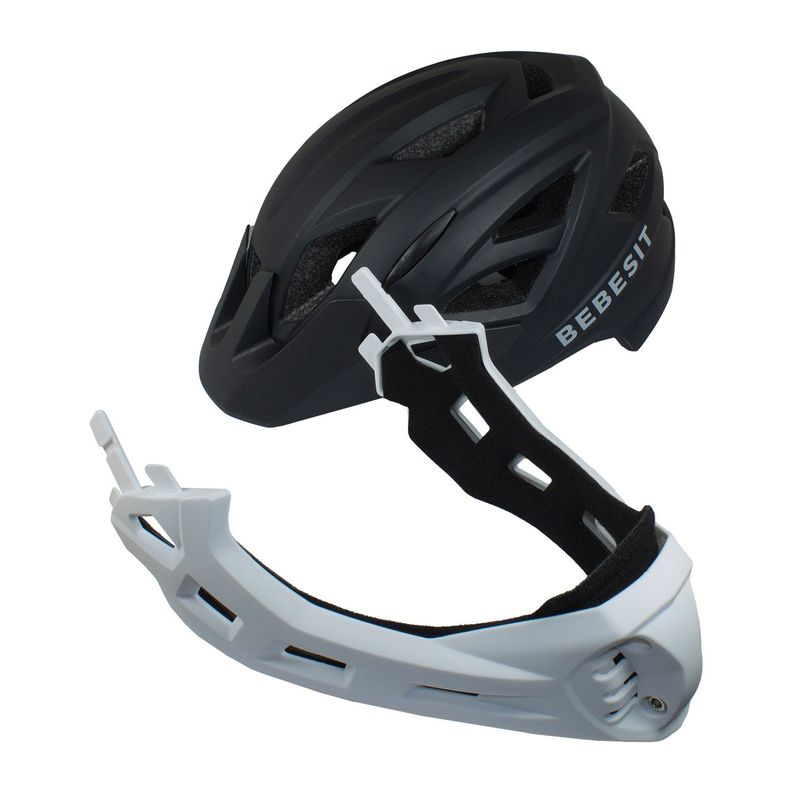 Casco Integral Moto Cross Bicicleta Rejilla Desmontable Blanco Negro-4