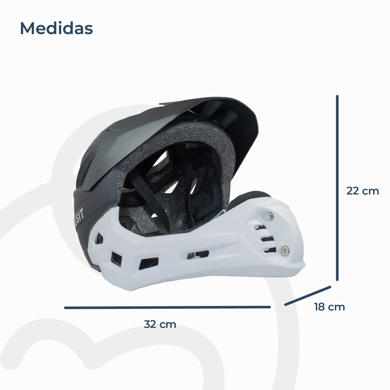 Casco Integral Moto Cross Bicicleta Rejilla Desmontable Blanco Negro-7