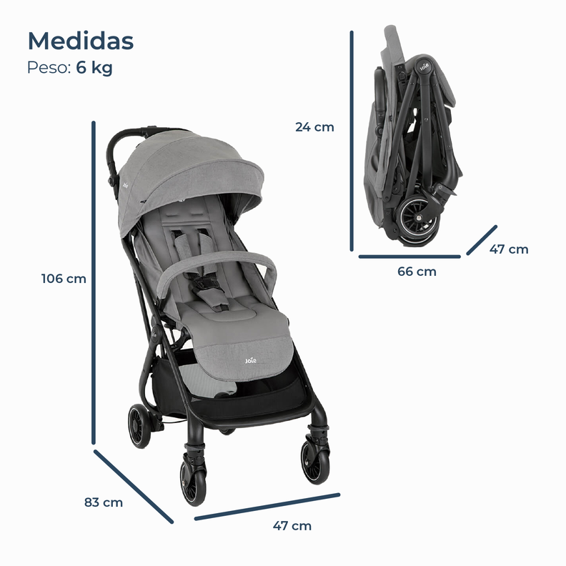 Coche Paseo Compacto 3 en 1 Tourist Pebble Joie-6