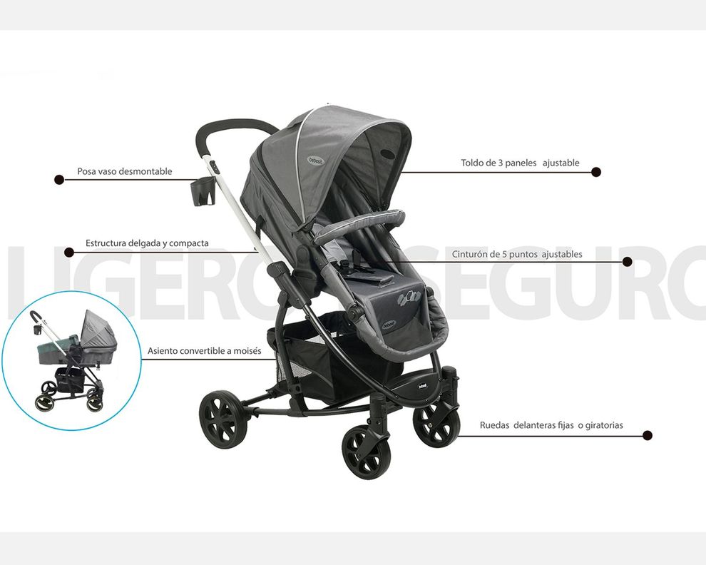 Coche Travel System Alfa Nuevo Rosado-5