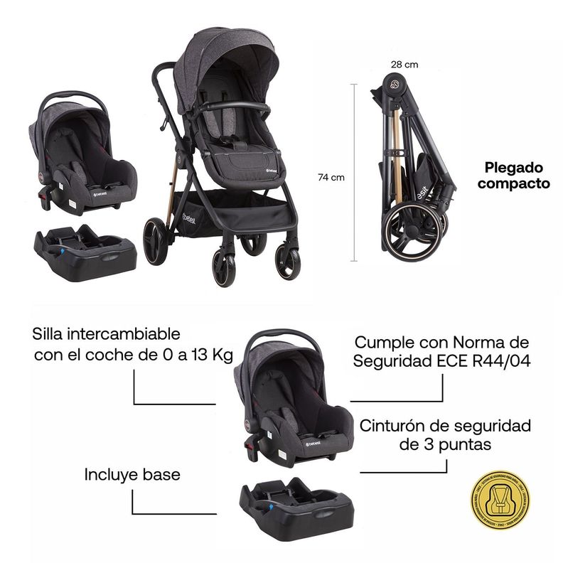 Coche Travel System Cosmos Negro-8
