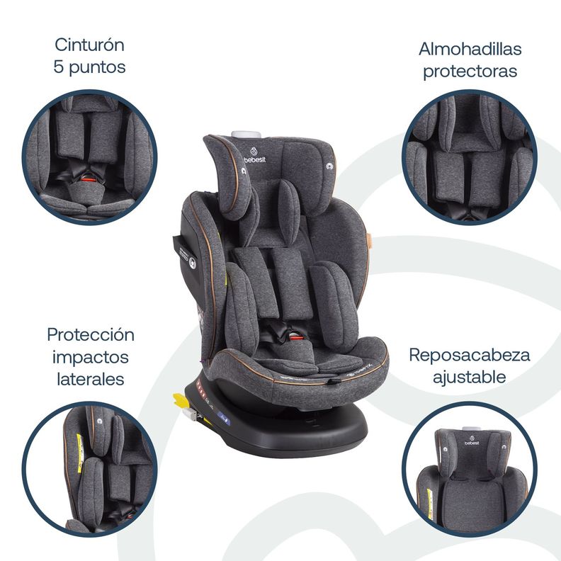 Silla de Auto Bebesit Convertible Supra 360 grados Premium Gris-2