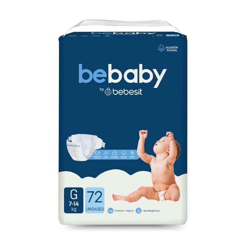 Pañales BeBaby Premium By Bebesit G 72u Hipoalergénico-0