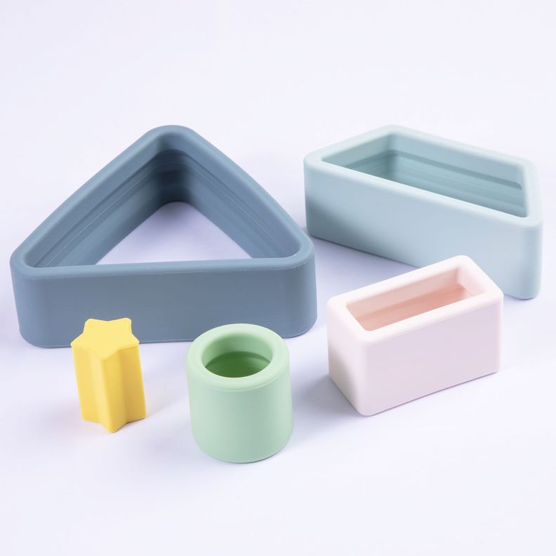 Juguete Montessori Geometria Silicona Azul-2
