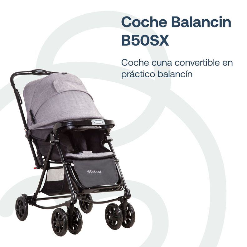 Coche Cuna Balancin SX Gris Melange Bebesit-1