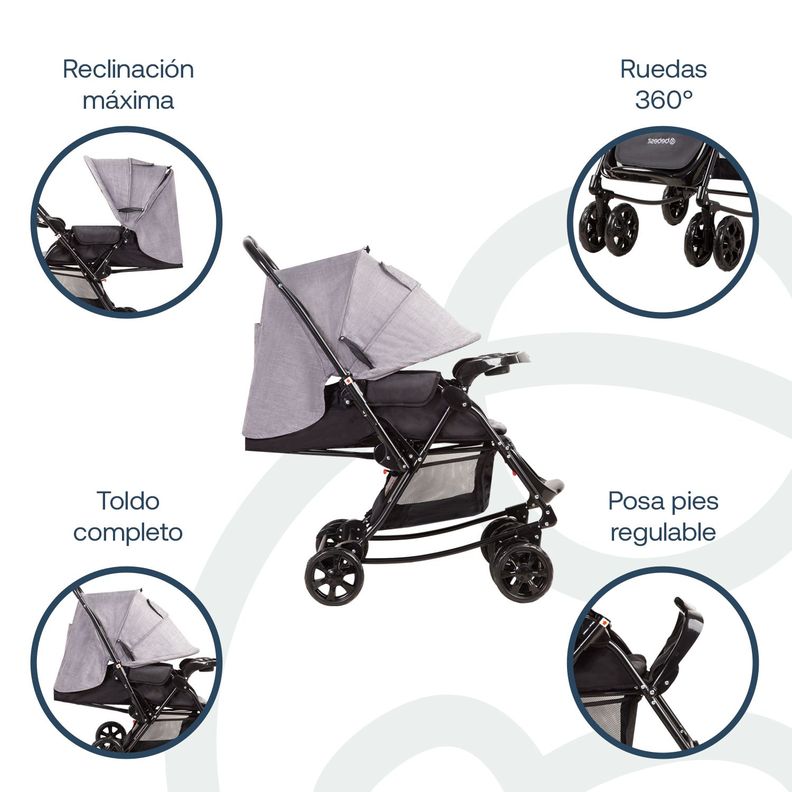 Coche Cuna Balancin SX Gris Melange Bebesit-2